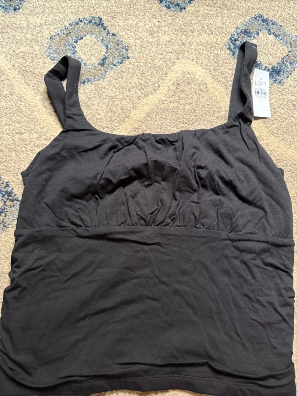 LOFT Black Ruched Bust Tank Top